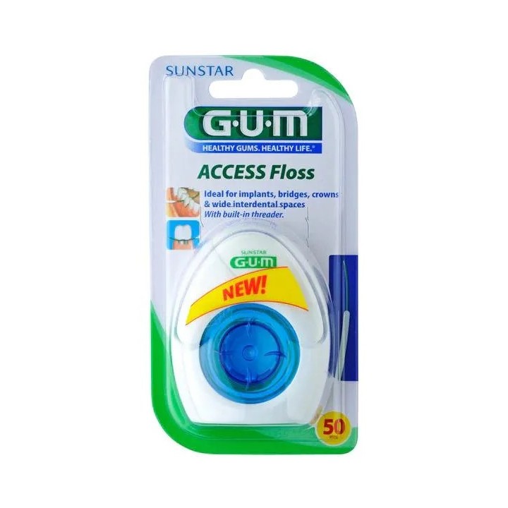 Gum™ Implant Floss Floss Implants Dentaires Sans Cire 50 Fils X 30cm