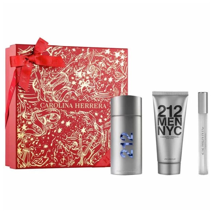 Carolina Herrera 212 Men Eau De Toilette Spray 100ml Coffret 3 Produi…