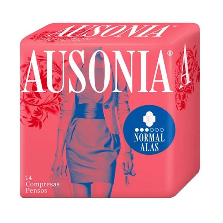 Ausonia Normal Avec Ailettes Serviettes Hygiéniques 14 Unités