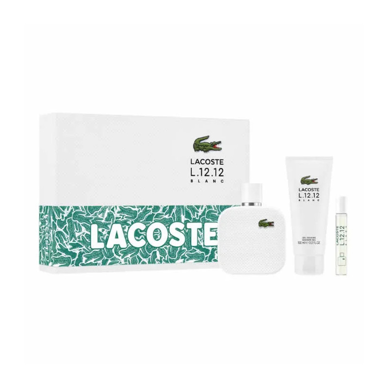 Lacoste L 12 12 Blanc Eau de Toilette Vaporisateur 100ml Coffret 3 Produits