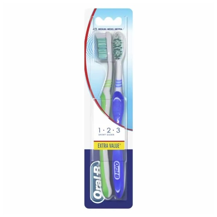 Oral-B Shiny Clean Brosse À Dents Medium 2 Unités