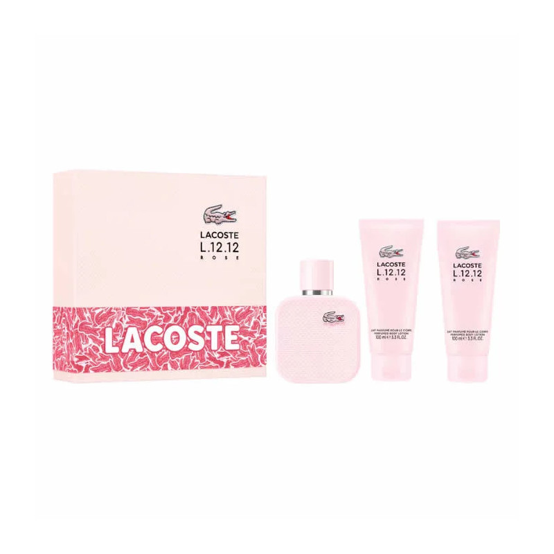 Lacoste L.12.12 Rose Eau De Parfum Vaporisateur 100ml Coffret 3 Produits