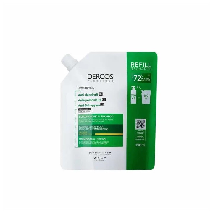 Vichy Dercos Anti Pelliculare Shampooing Cheveux Secs 390ml Recharge