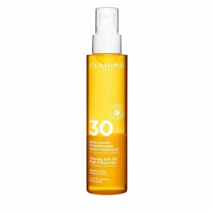 Clarins Glowing Sun Oil High Protection Body And Hair 150ml