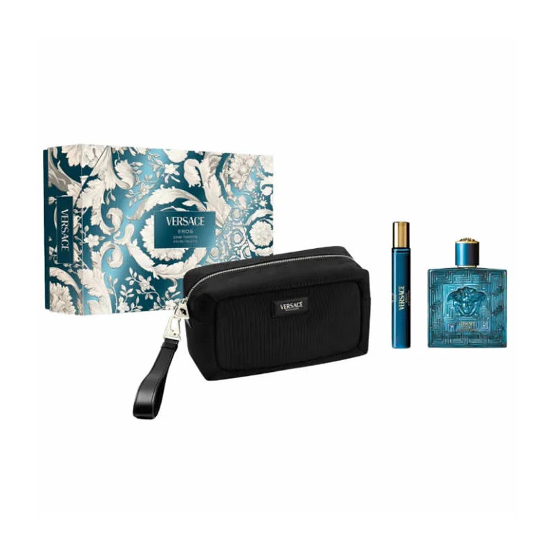 Versace Eros Pour Homme Eau De Toilette Vaporisateur 100ml Coffret 3 Produits