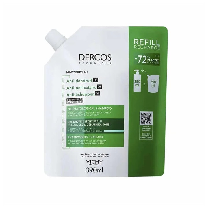 Dercos Anti-dandruff Shampooing Normal to Oily Hair Ecorefill 390ml
