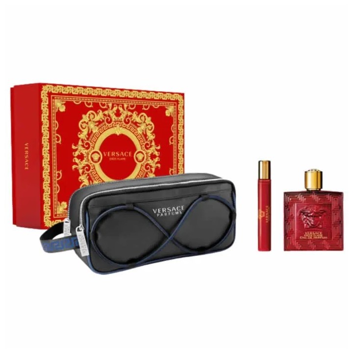 Versace Eros Flame Eau De Parfum Vaporisateur 100ml Coffret 3 Produits