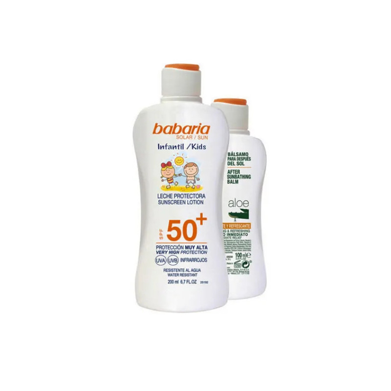 Babaria Crème Solaire Pour Enfants Lait Protecteur Resistant À L'Eau Spf50 200ml Coffret 2 Produits