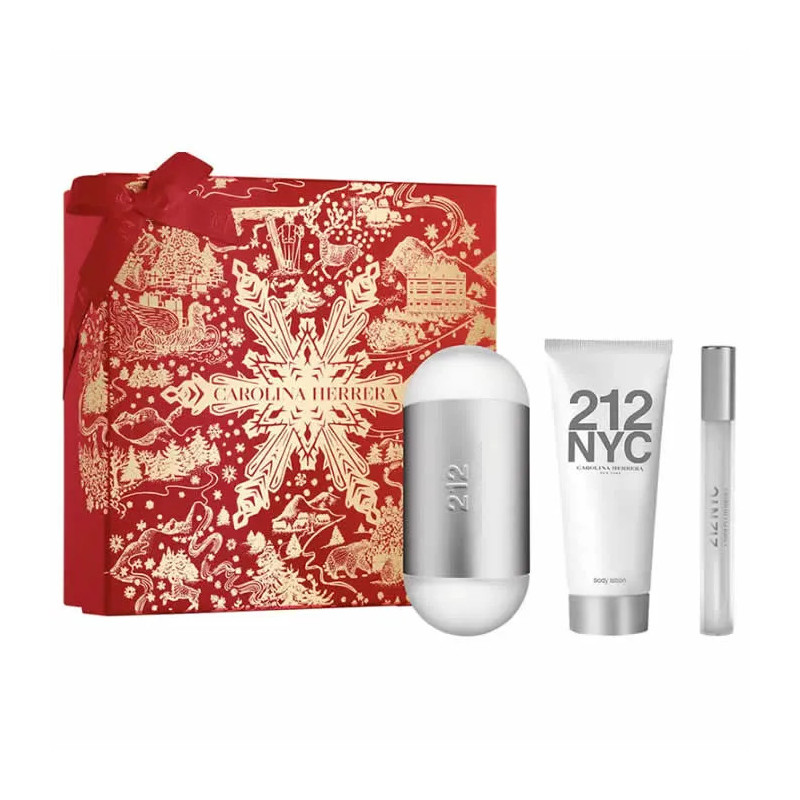 Carolina Herrera 212 Nyc Eau De Toilette Vaporisateur 100ml Coffret 3 Produits