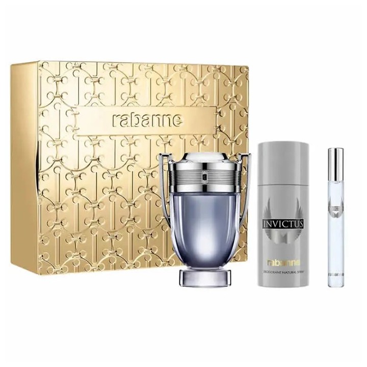 Paco Rabanne Invictus Eau De Toilette Spray 100ml Coffret 3 Produits