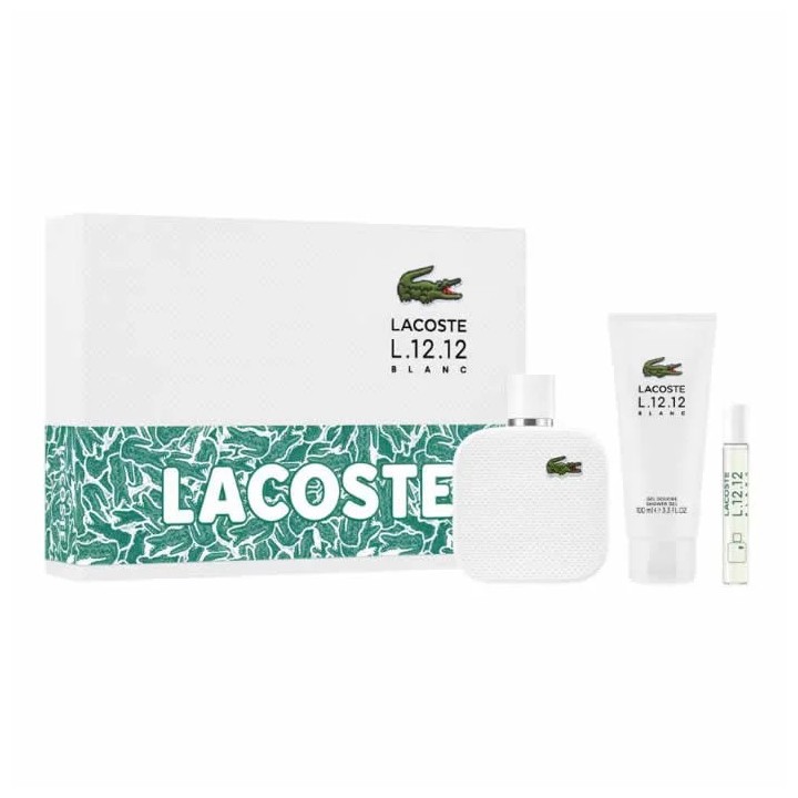 Lacoste L 12 12 Blanc Eau de Toilette Vaporisateur 100ml Coffret 3 Produits