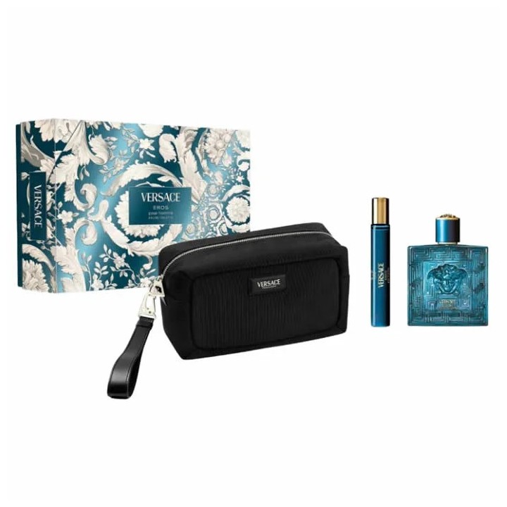 Versace Eros Pour Homme Eau De Toilette Vaporisateur 100ml Coffret 3 Produits