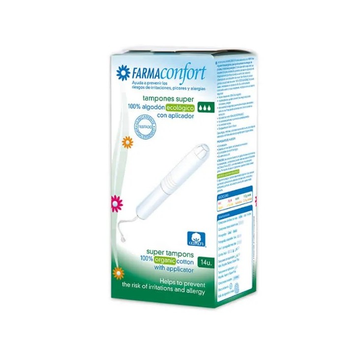 FarmaConfort Tampons Coton Avec Applicateur Taille Super 14 Unités