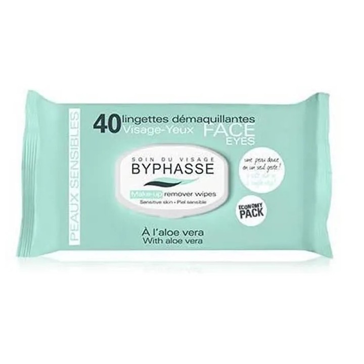 Byphasse Makeup Remover Wipes Aloe Vera Sensitive Skin 40U