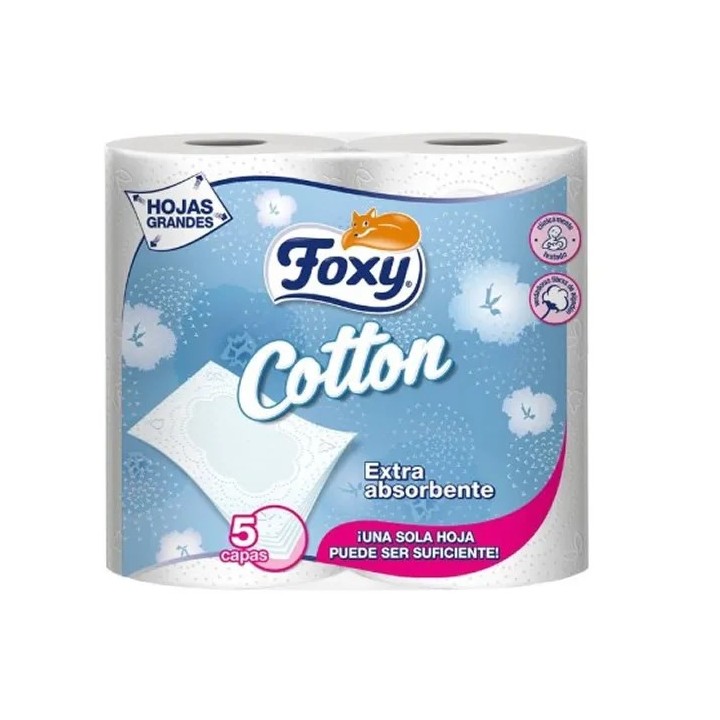 Foxy Cotton Papier Toilette 5 Couches 4 Rouleaux